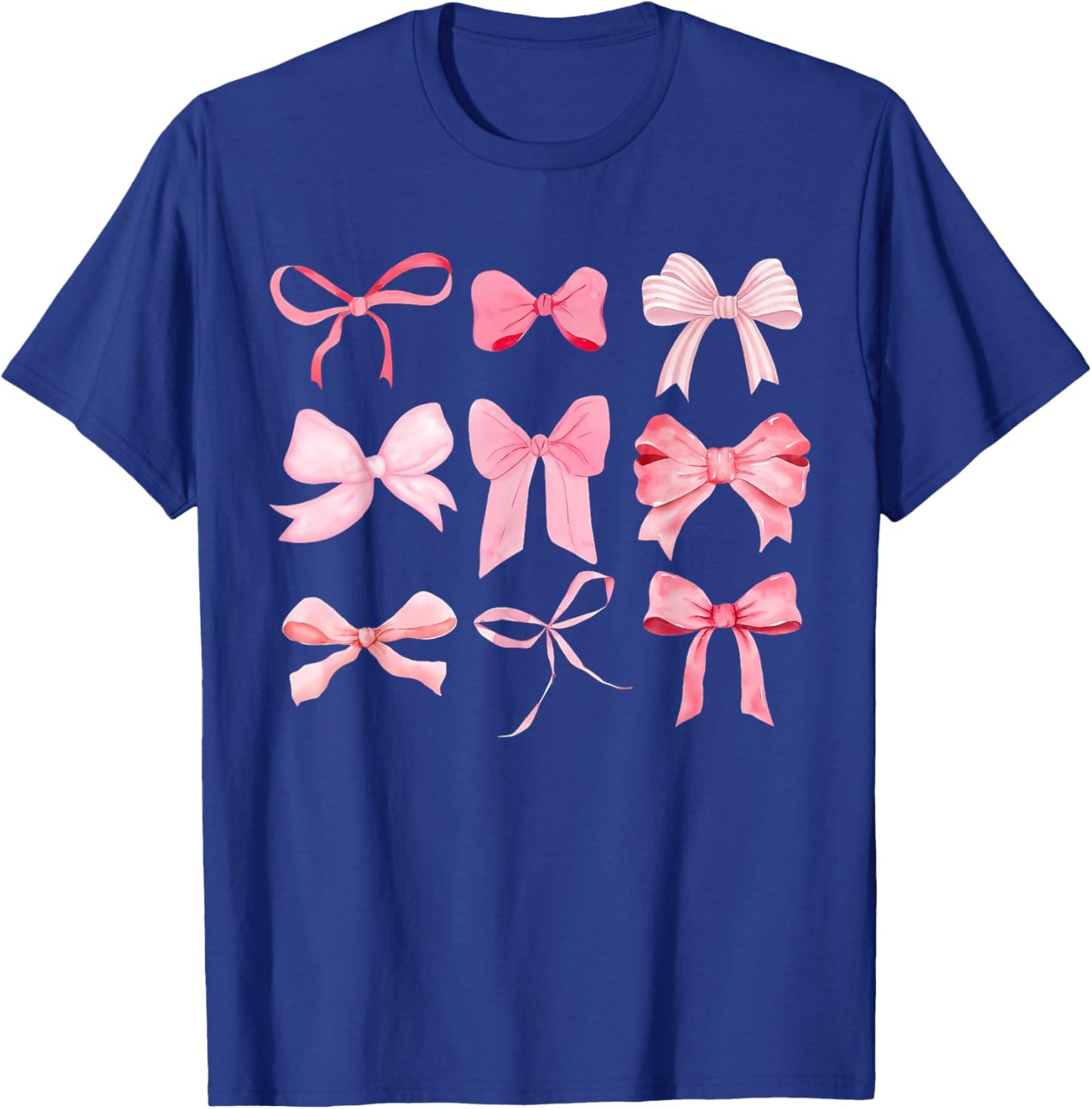 Pink Bow and Ribbon Cute Graphic for Girl Women T-Shirt - T-Shirt | Royal