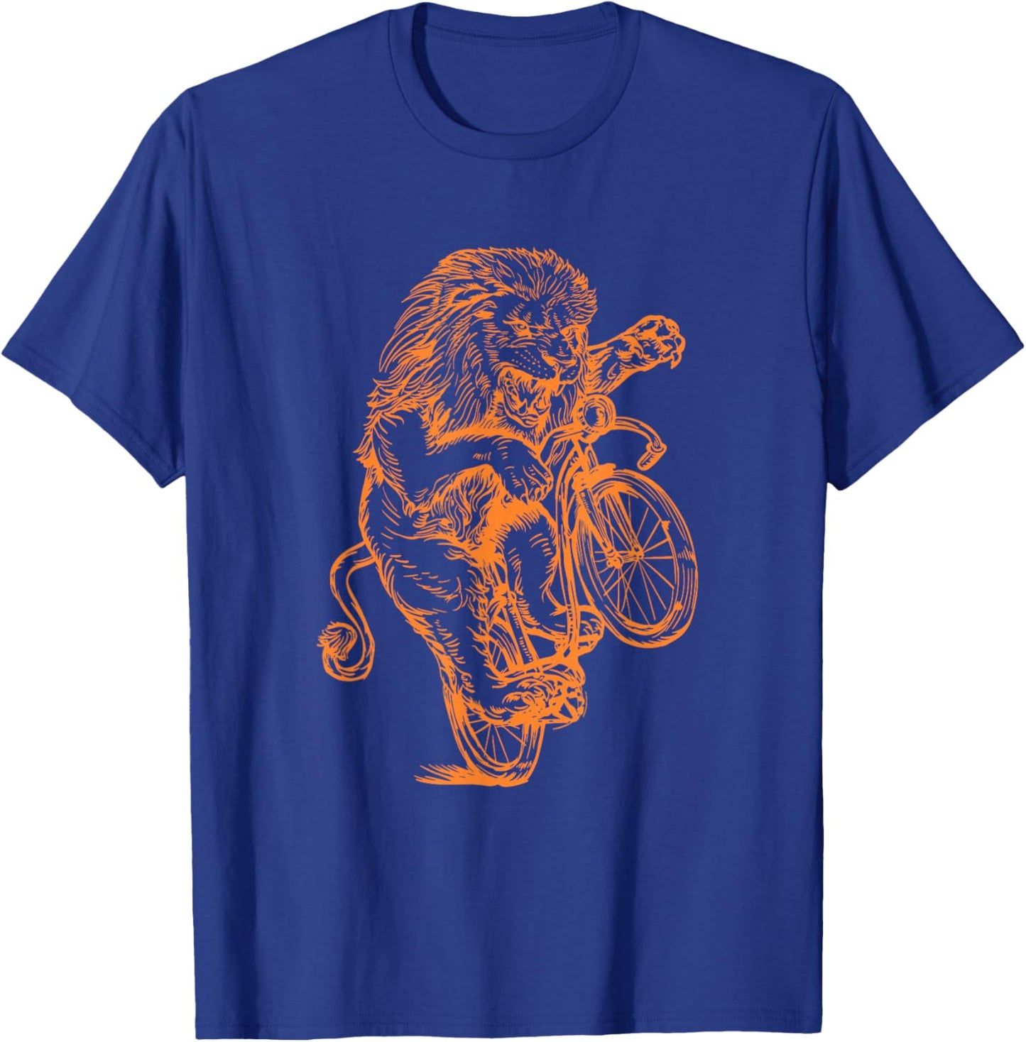 Lion Cycling Bicycle Animal Bicycling Riding Biking Bike T-Shirt - T-Shirt | Royal