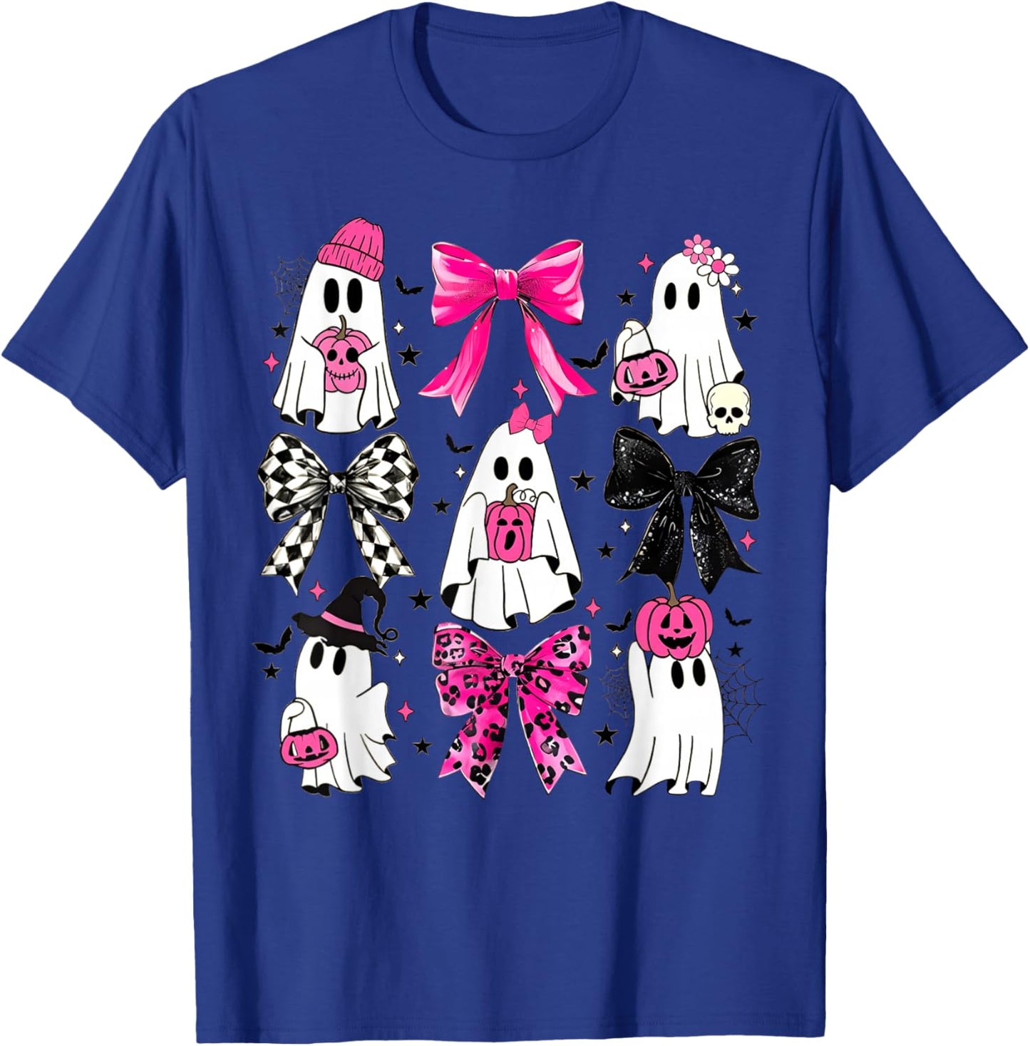 Cute Ghost Coquette Aesthetic Pink Bows Spooky Season Girl T-Shirt - T-Shirt | Royal
