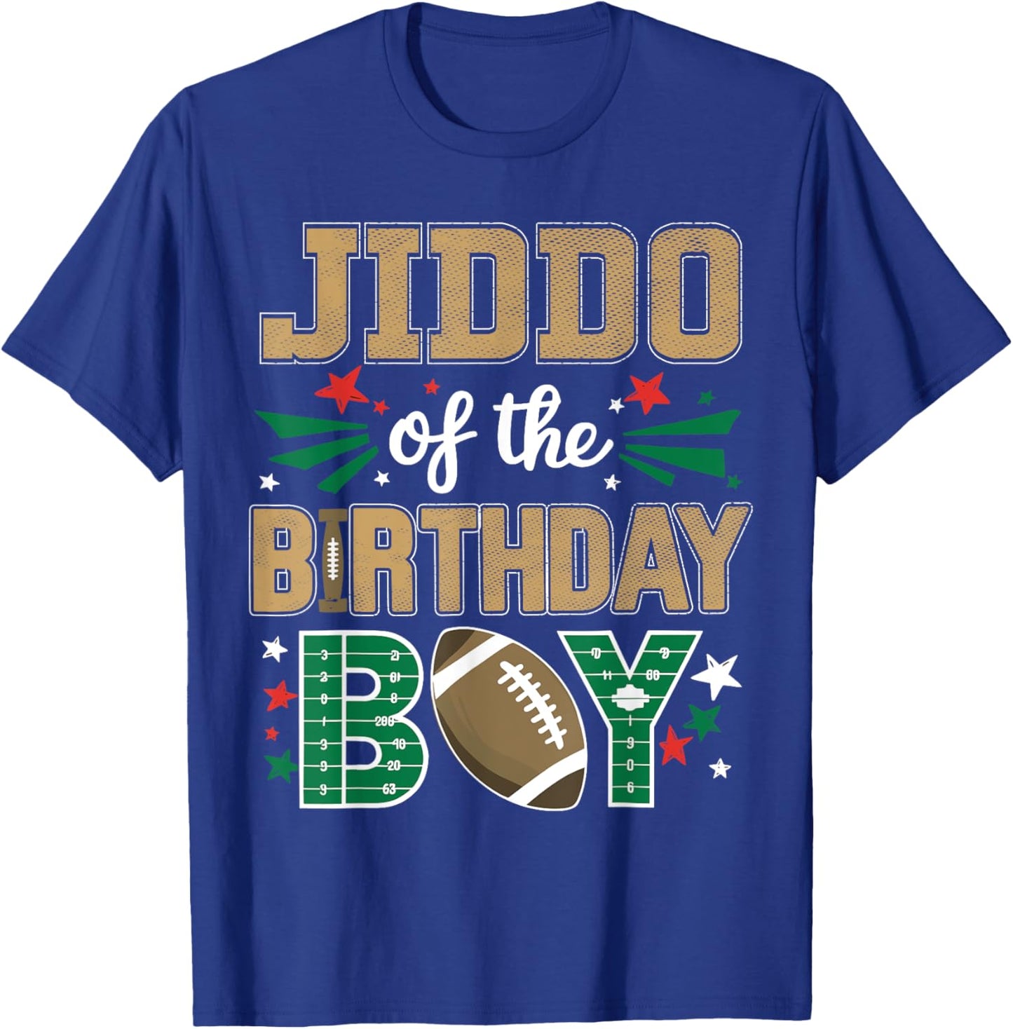 Jiddo of the Birthday Boy Football Family Bday Party Grandpa T-Shirt - T-Shirt | Royal