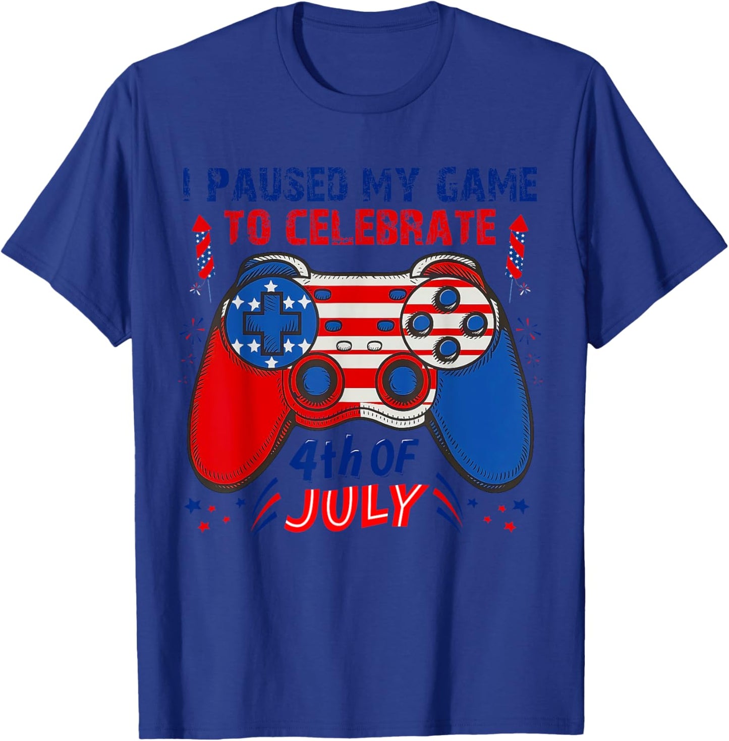 Gamer 4th Of July American Flag Gaming Lover Boys Girls Teen T-Shirt - T-Shirt | Royal