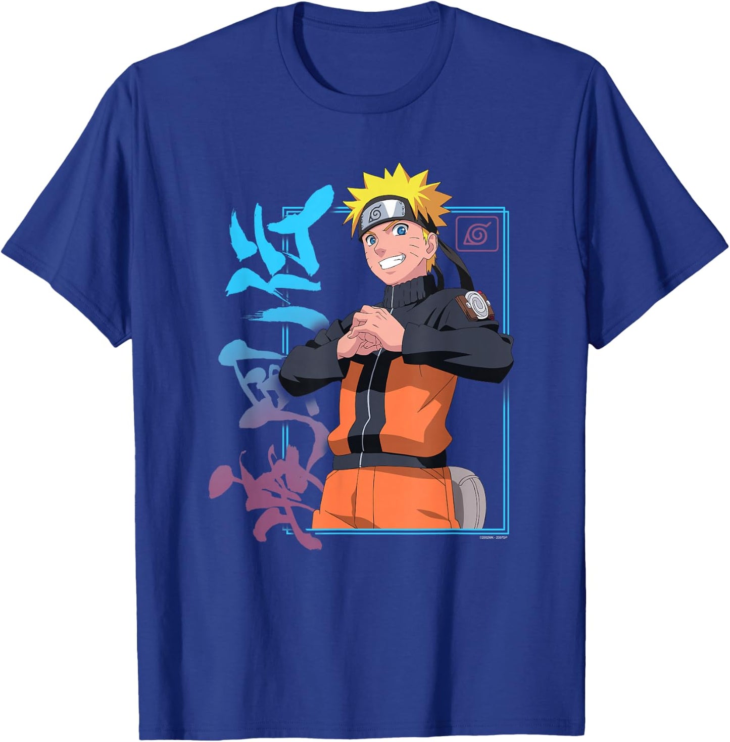 Naruto Shippuden Naruto Kanji Frame Colorful Anime T-Shirt - T-Shirt | Royal