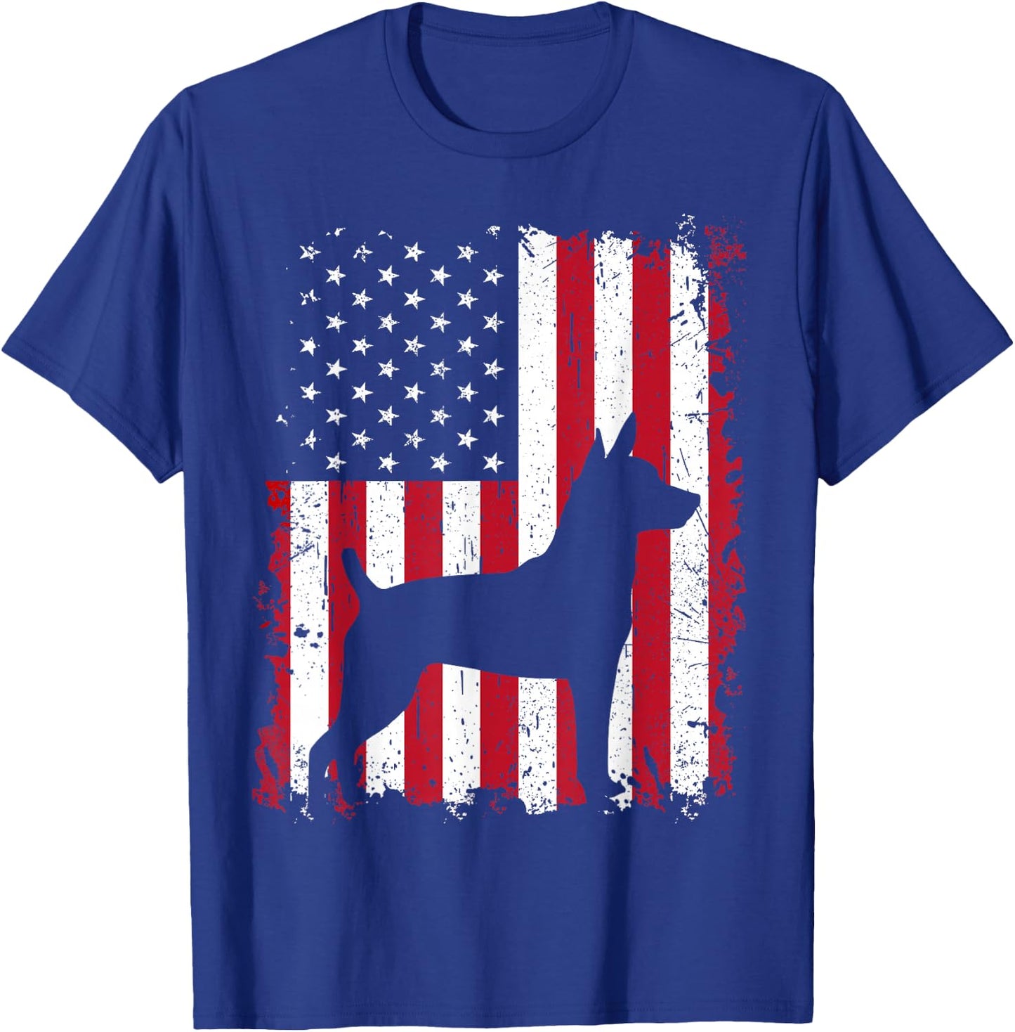 Rat Terrier 4th of July Patriotic American USA Flag Gift T-Shirt - T-Shirt | Royal