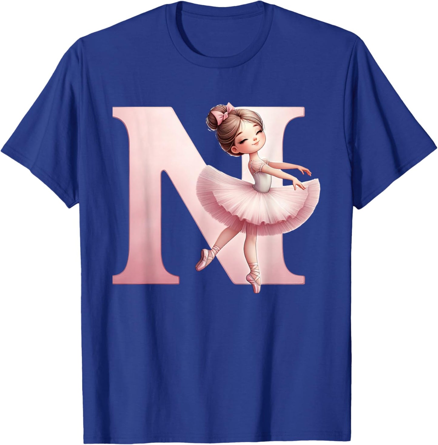 Ballerina Girl Dancing Name First Letter N Girly Tutu Ballet T-Shirt - T-Shirt | Royal