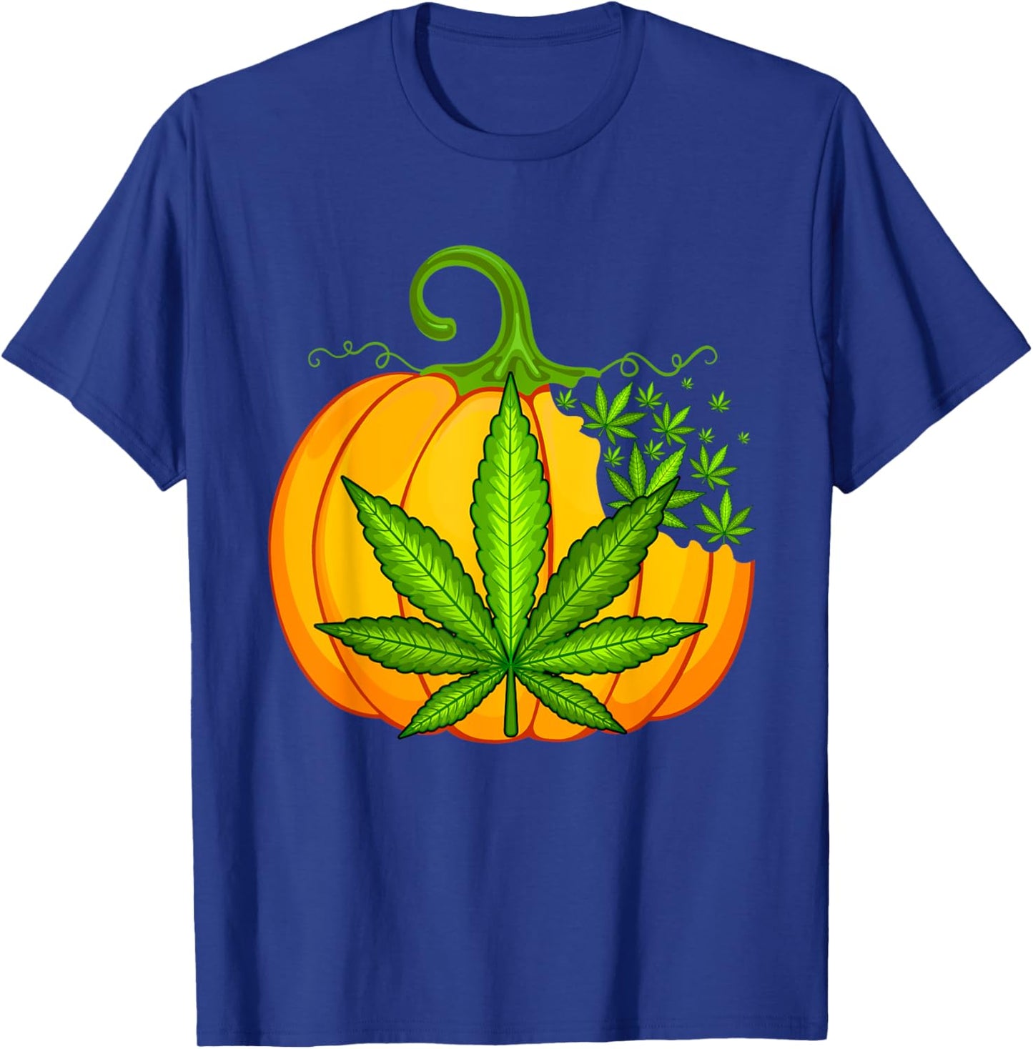 Funny Thanksgiving Halloween Weed Marijuana Pumpkin T-Shirt - T-Shirt | Royal