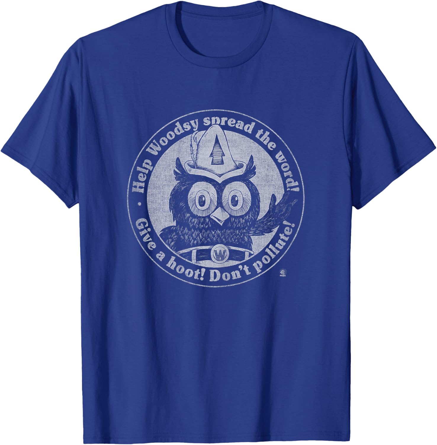 Woodsy Owl Give a Hoot Don't Pollute Faded Vintage T-Shirt - T-Shirt | Royal
