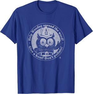Woodsy Owl Give a Hoot Don't Pollute Faded Vintage T-Shirt - T-Shirt | Royal