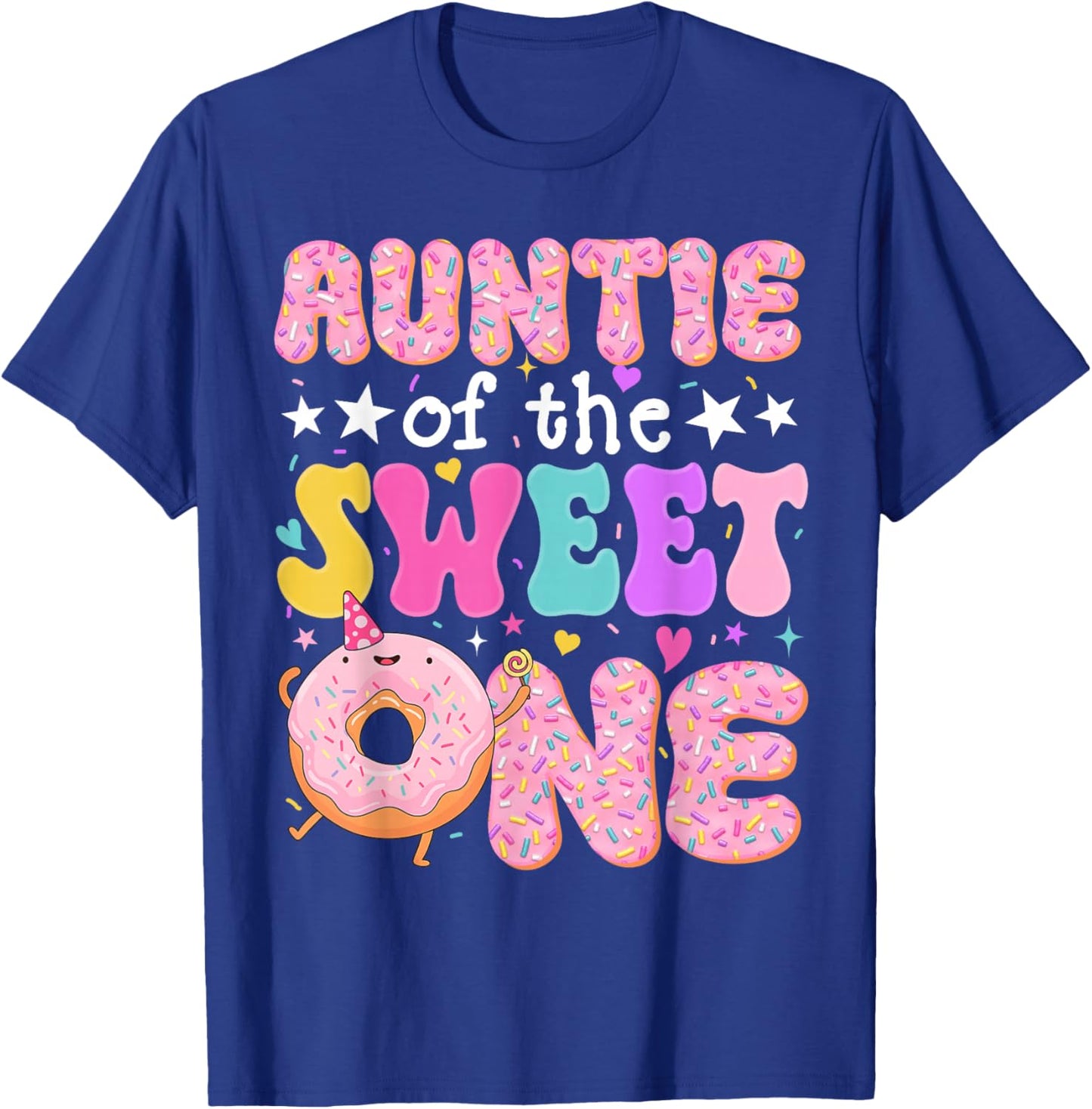 Auntie of The Sweet One 1st Birthday Donut Bday Party T-Shirt - T-Shirt | Royal