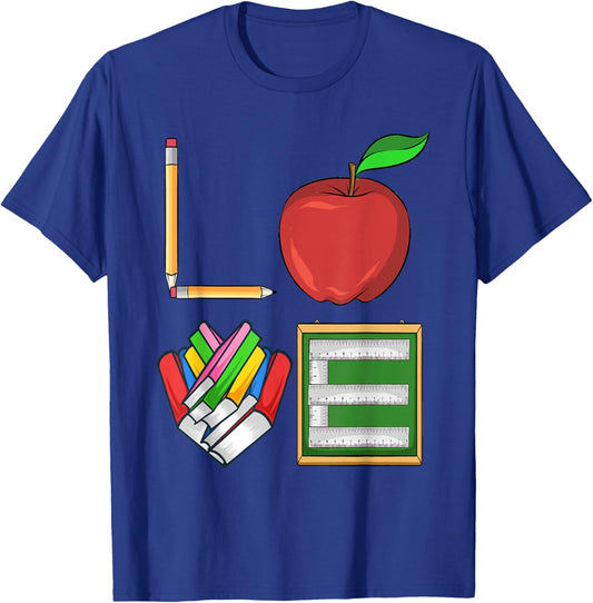 Love Teacher Cute School Teachers Teaching T-Shirt - T-Shirt | Royal