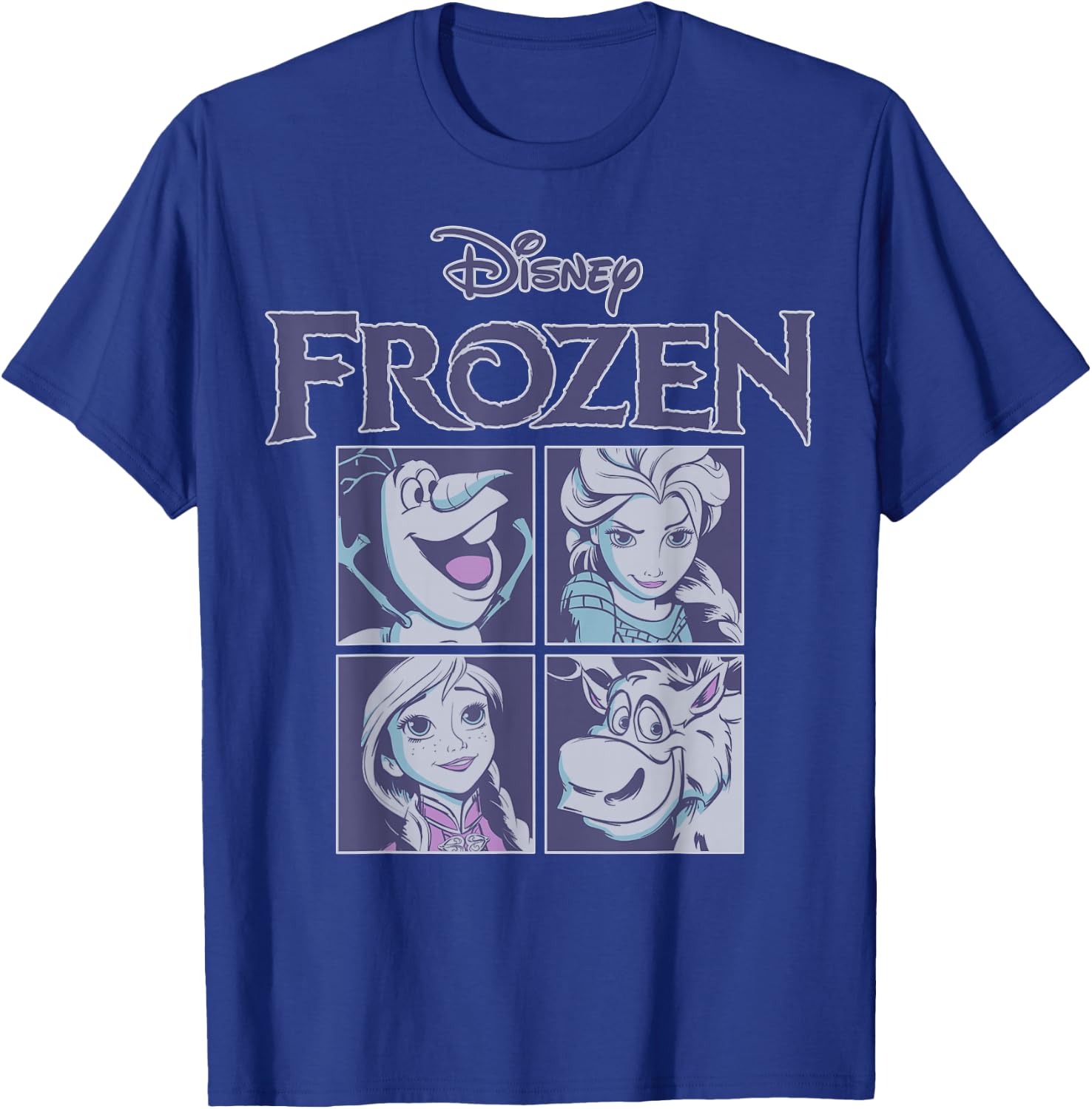 Disney Frozen Blue Hue Character Portrait Grid Panels Small T-Shirt - T-Shirt | Royal