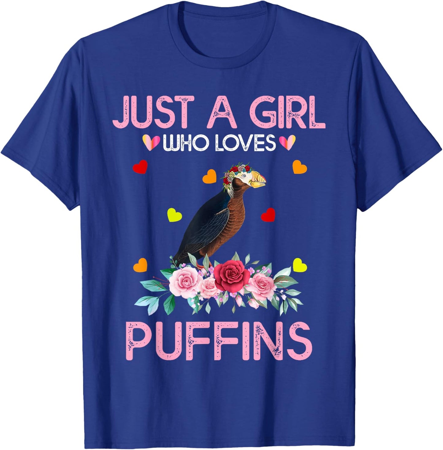 Puffin Kids Gift Just A Girl Who Loves Puffins T-Shirt - T-Shirt | Royal