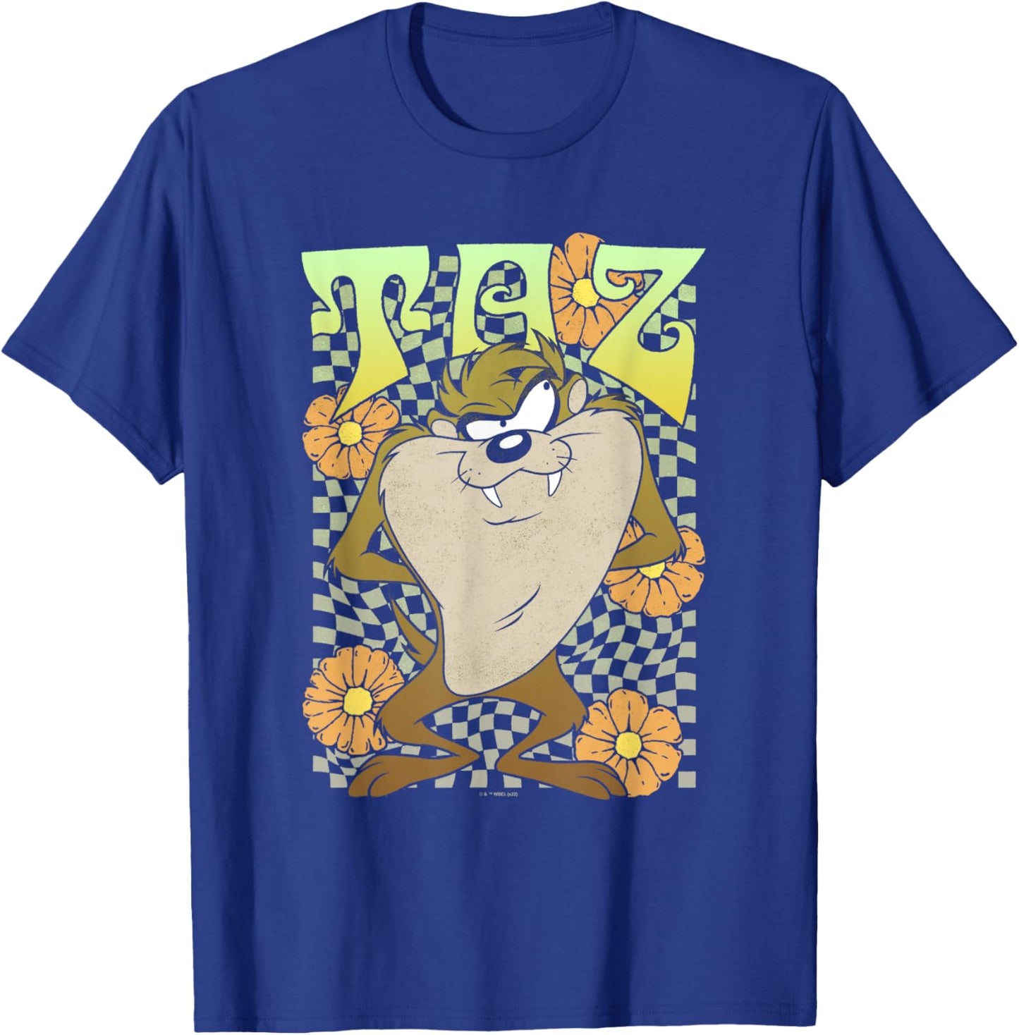 Looney Tunes Taz Groovy Retro Floral Portrait T-Shirt - T-Shirt | Royal