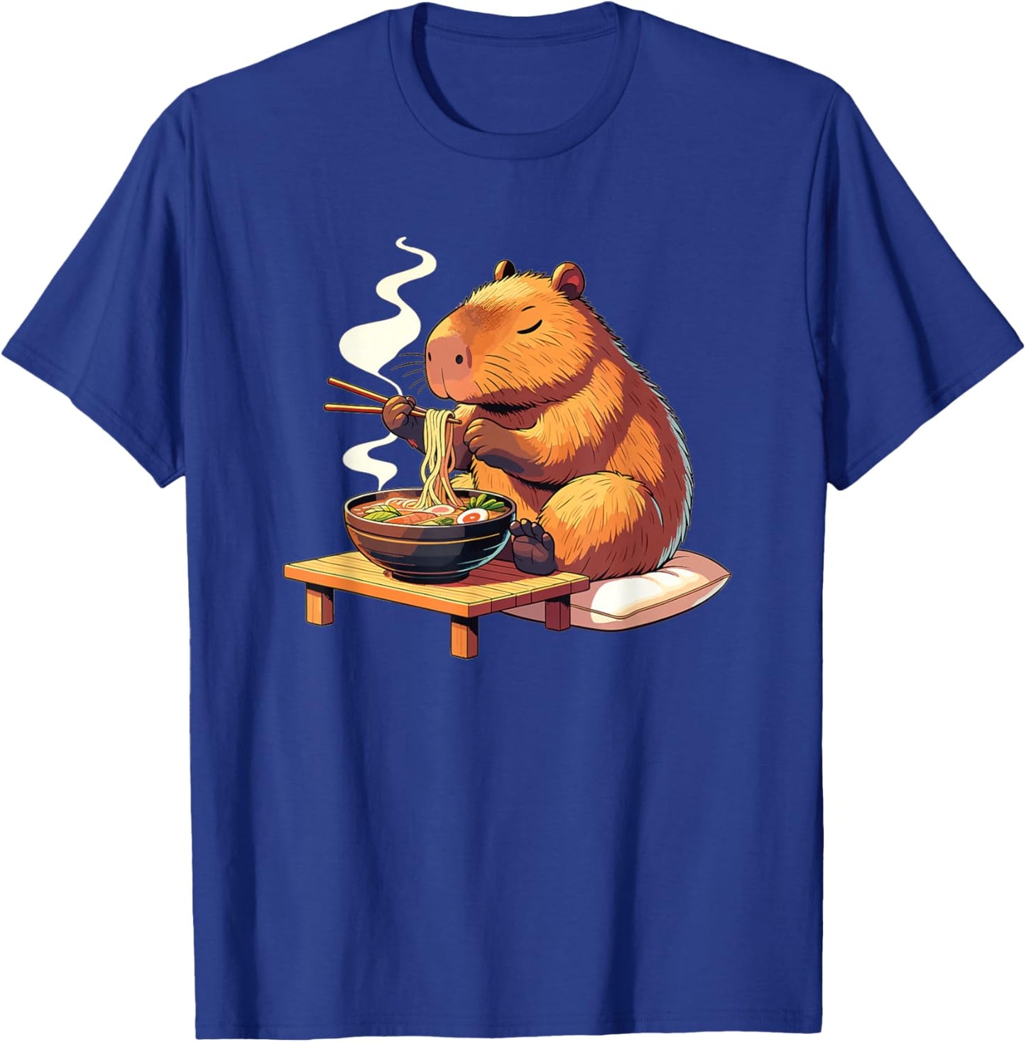 Sweet Capybara Eats Ramen Noodles Capybaras Ramen T-Shirt - T-Shirt | Royal