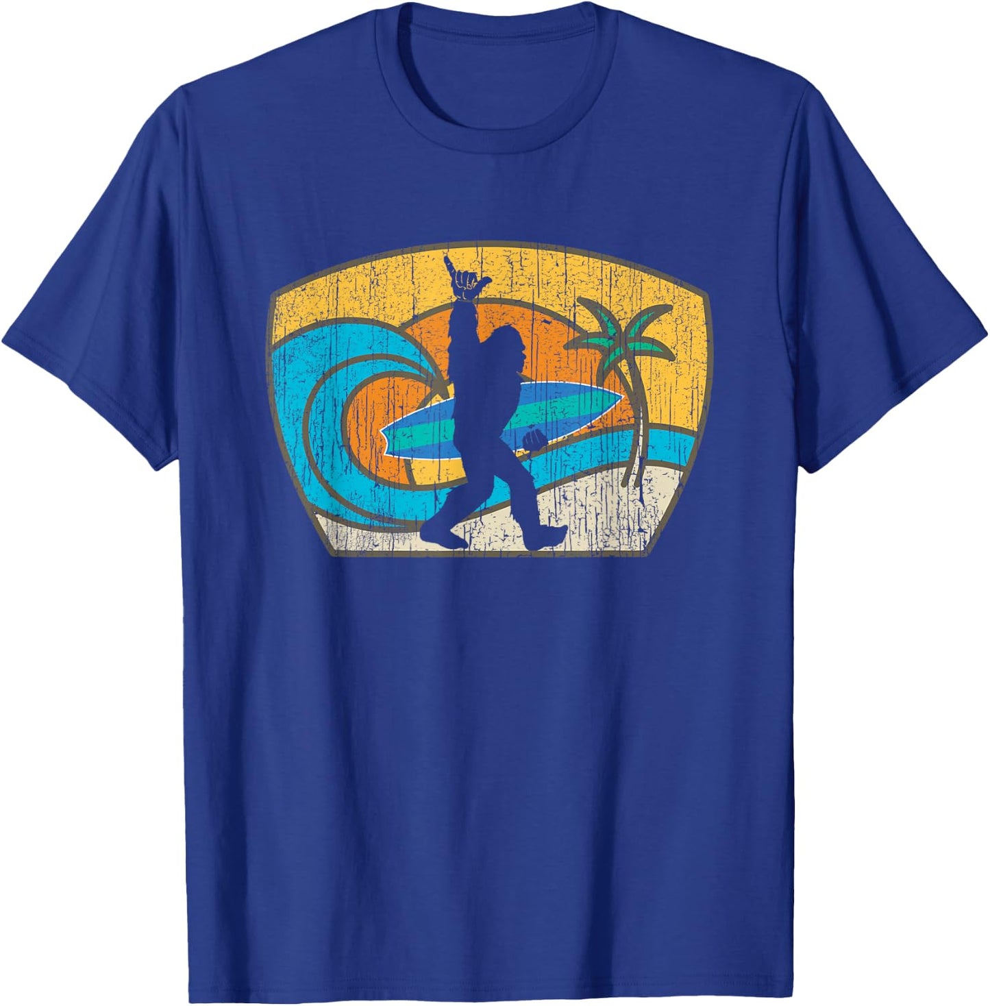 Bigfoot Retro Surfing Gift Shaka Aloha Surfer Dude T-Shirt - T-Shirt | Royal