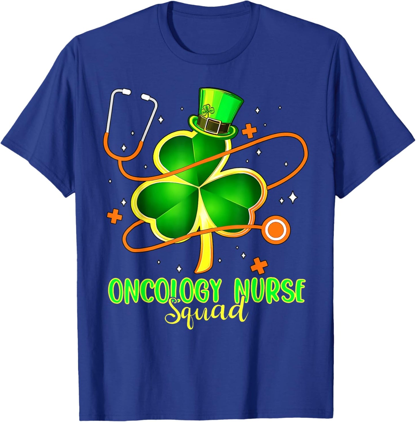 Funny Stethoscope Shamrock Oncology Nurse St Patrick's Day T-Shirt - T-Shirt | Royal