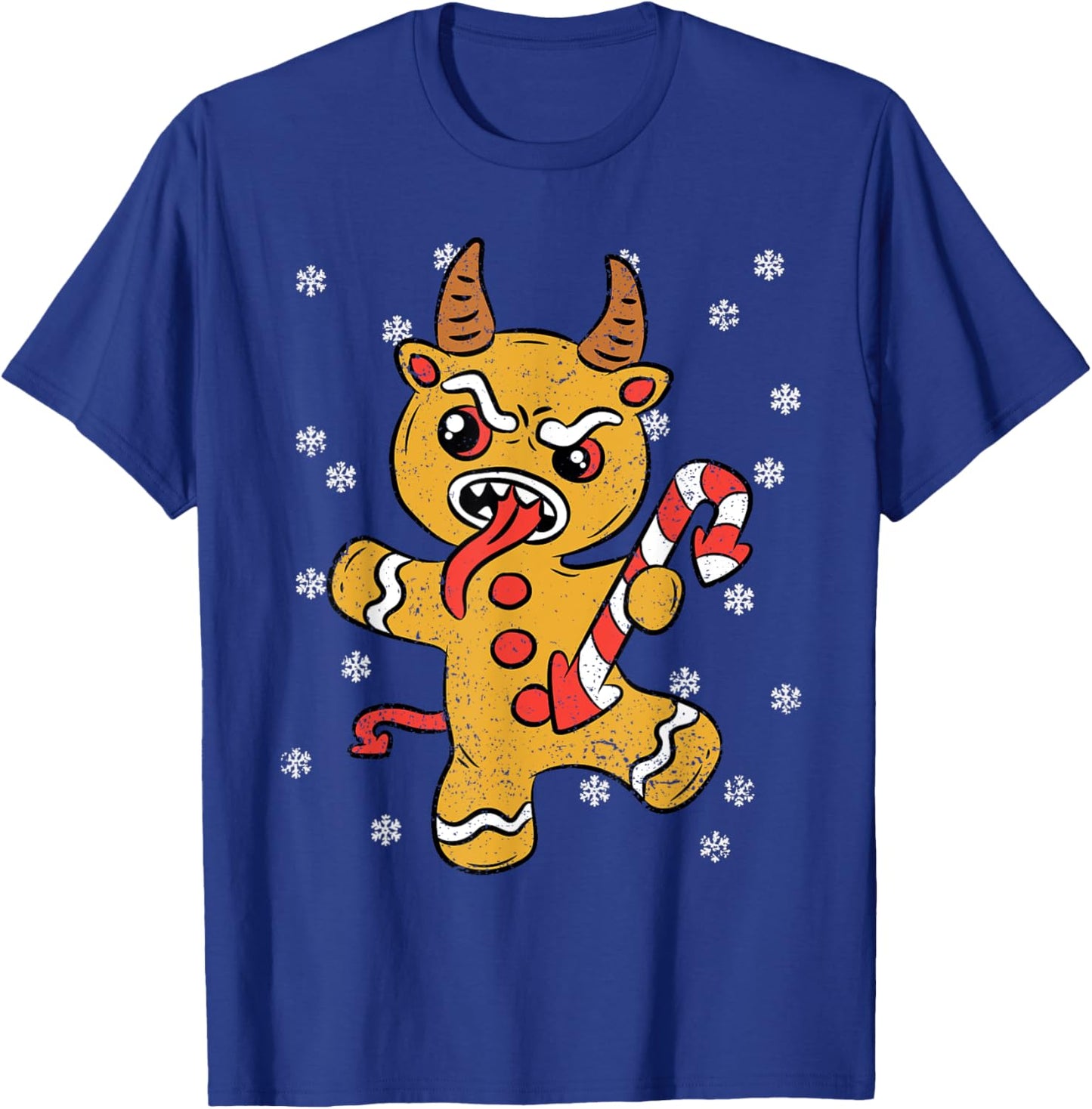 Gingerbread Man Krampus Christmas Pajama X-mas Candy Cane T-Shirt - T-Shirt | Royal