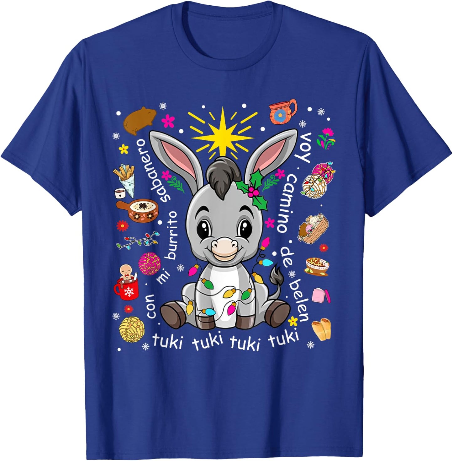 Mi Burrito Sabanero Mexican Christmas Donkey Spanish Xmas T-Shirt - T-Shirt | Royal