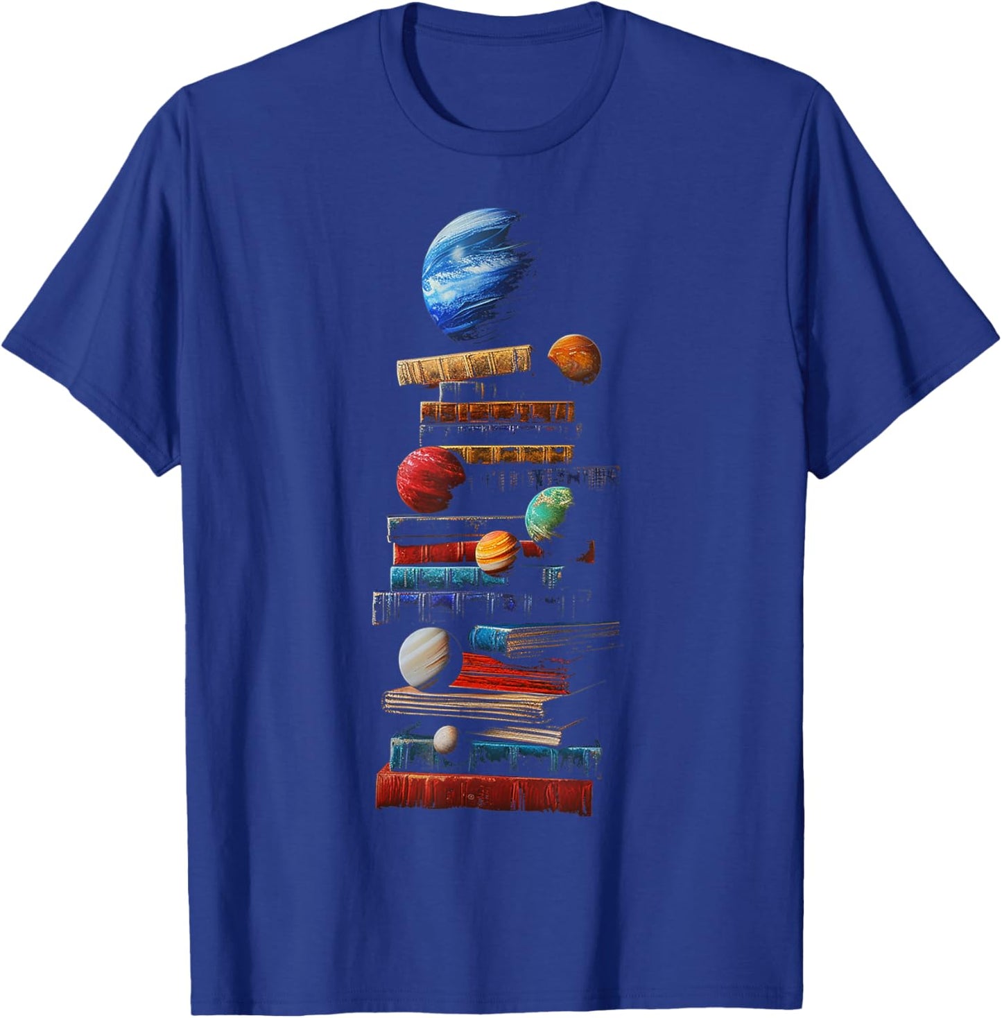 Book Space Graphic Planets Art T-Shirt - T-Shirt | Royal