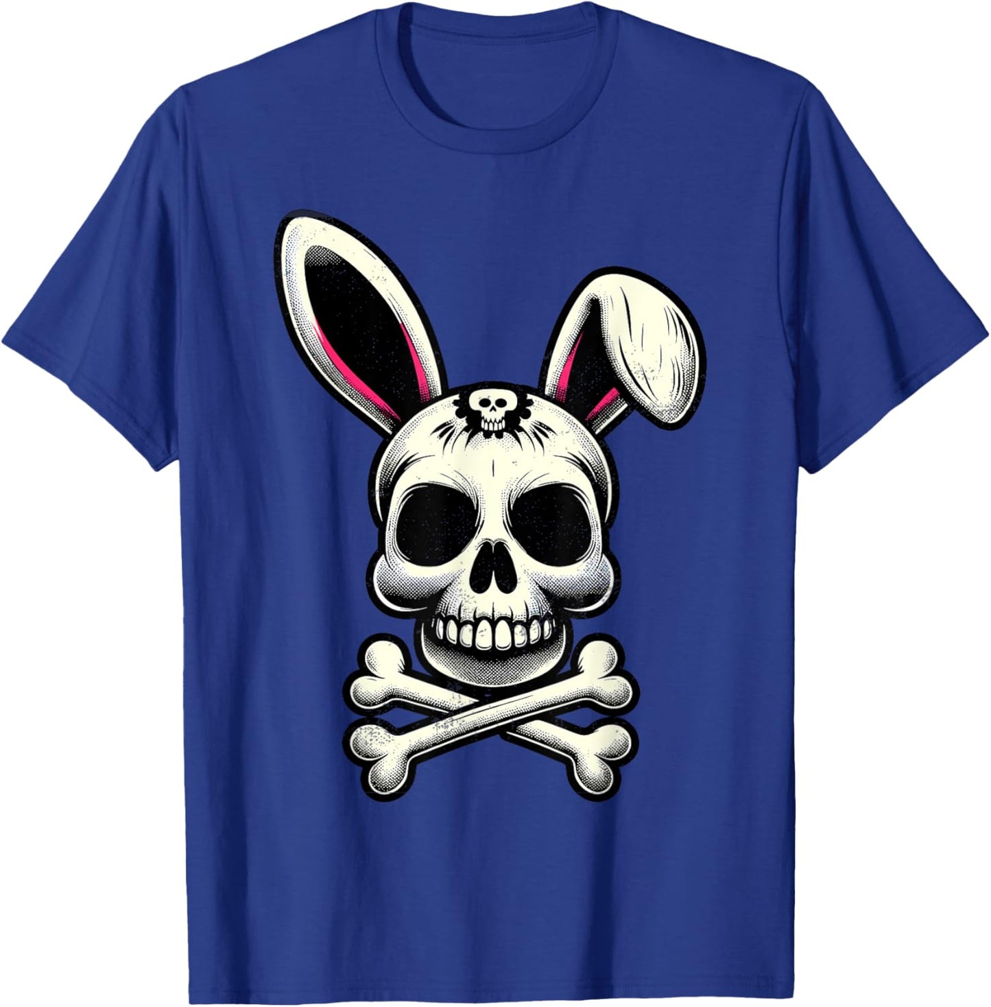 Vintage Scary Skull And Crossbones Bad Rabbit Horror Bunny T-Shirt - T-Shirt | Royal