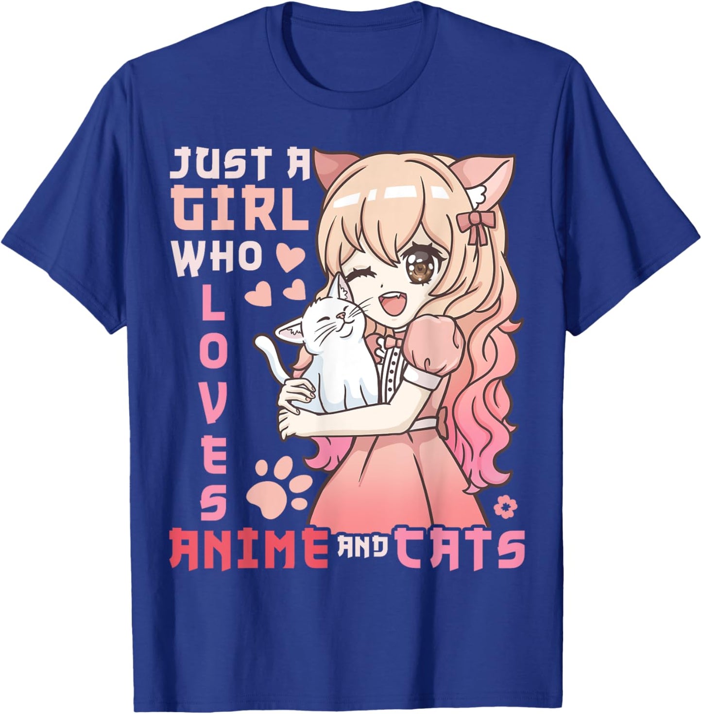 Anime Cats Cat Just a Girl Who Loves Anime and Cats T-Shirt - T-Shirt | Royal