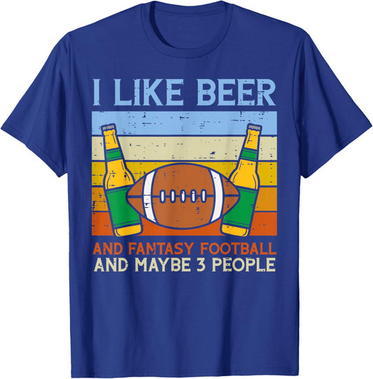 I Like Fantasy Football 3 People Funny Draft Party Dad Men T-Shirt - T-Shirt | Royal