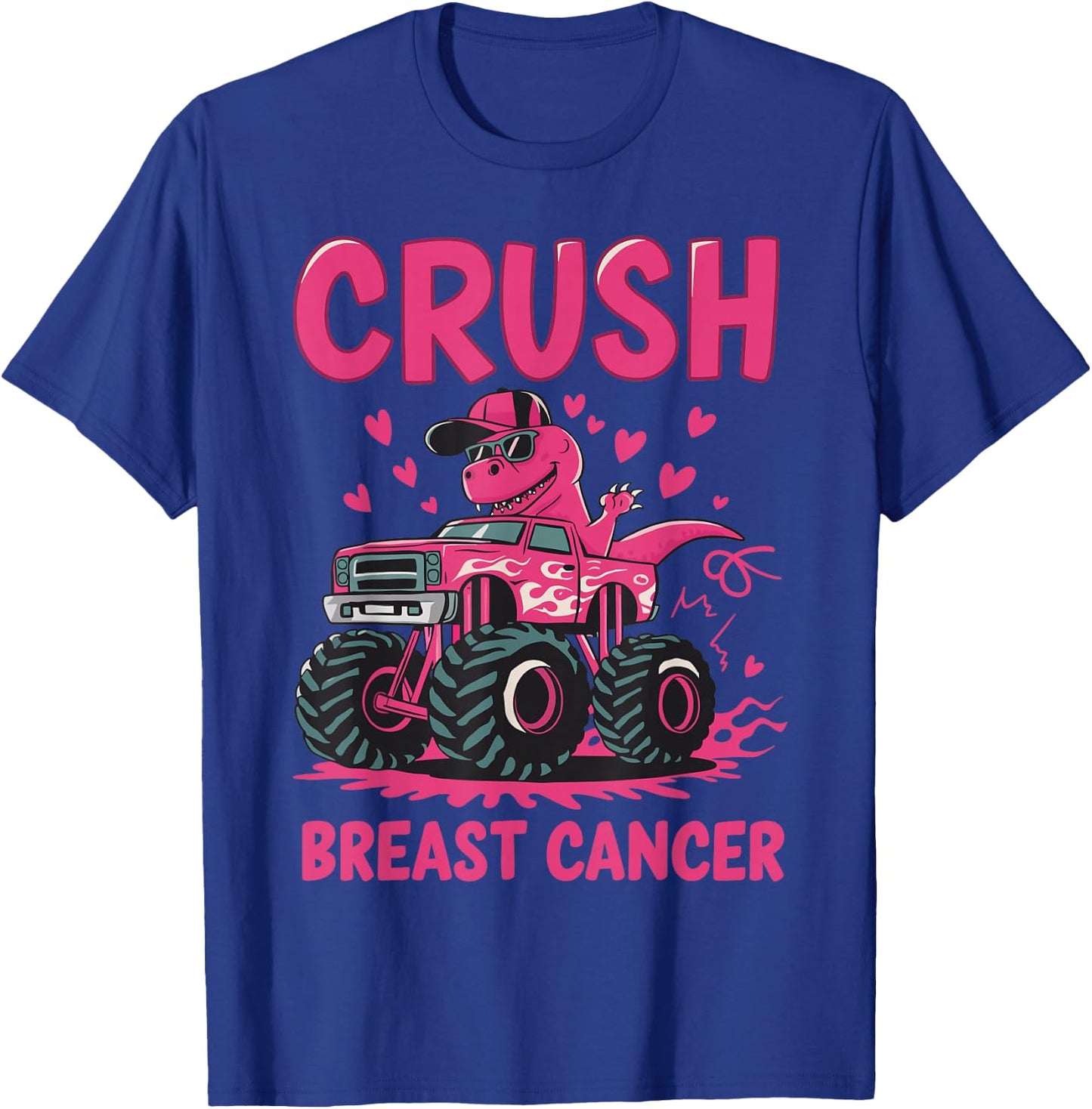 Crush Breast Cancer Awareness Monster Truck Pink Toddler Boy T-Shirt - T-Shirt | Royal