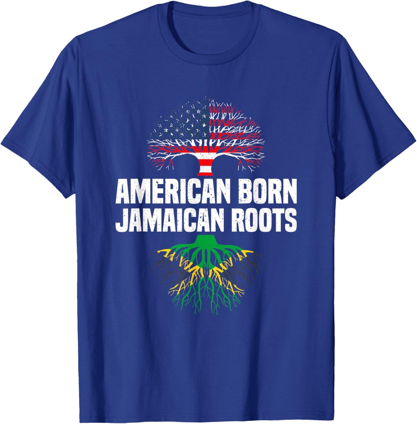 USA Jamaica Flag Proud Heritage American Born Jamaican Roots T-Shirt - T-Shirt | Royal