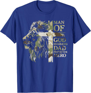 Retro Man of God Husband Daddy Protector Hero Redleg Camo T-Shirt - T-Shirt | Royal
