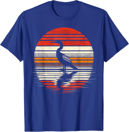 Anhinga Bird Sunset Retro Style Safari Vintage 70s T-Shirt - T-Shirt | Royal