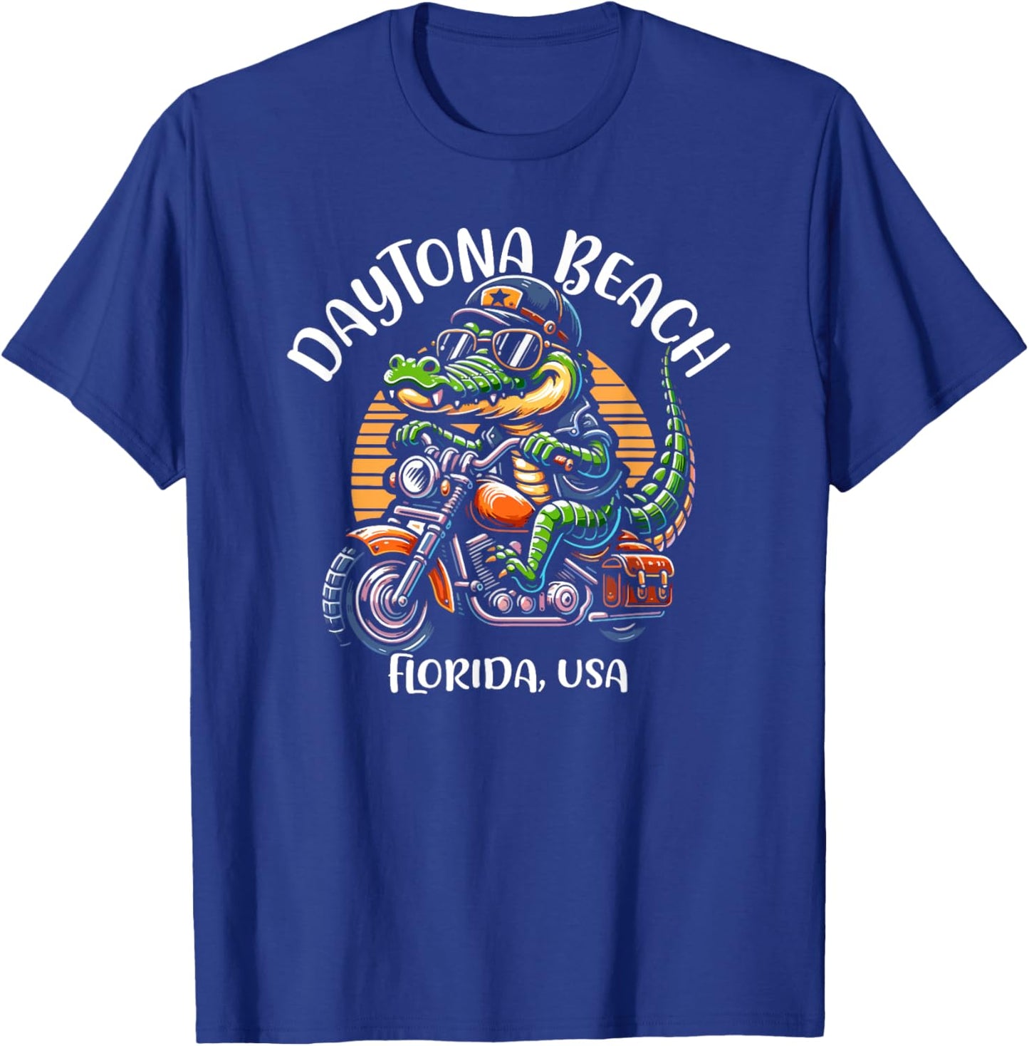 Daytona Beach Florida USA Fun Alligator Cartoon Design Men Women Kids T-Shirt - T-Shirt | Royal