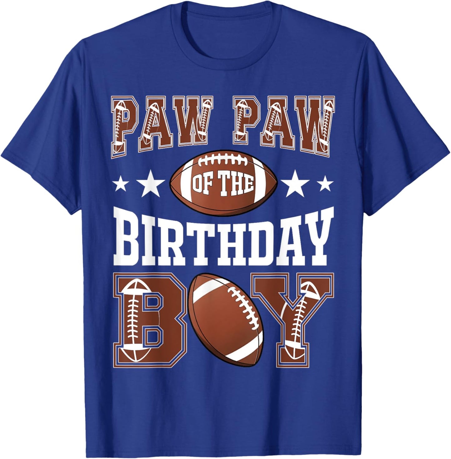 Paw Paw Of The Birthday Boy Football Game Day T-Shirt - T-Shirt | Royal