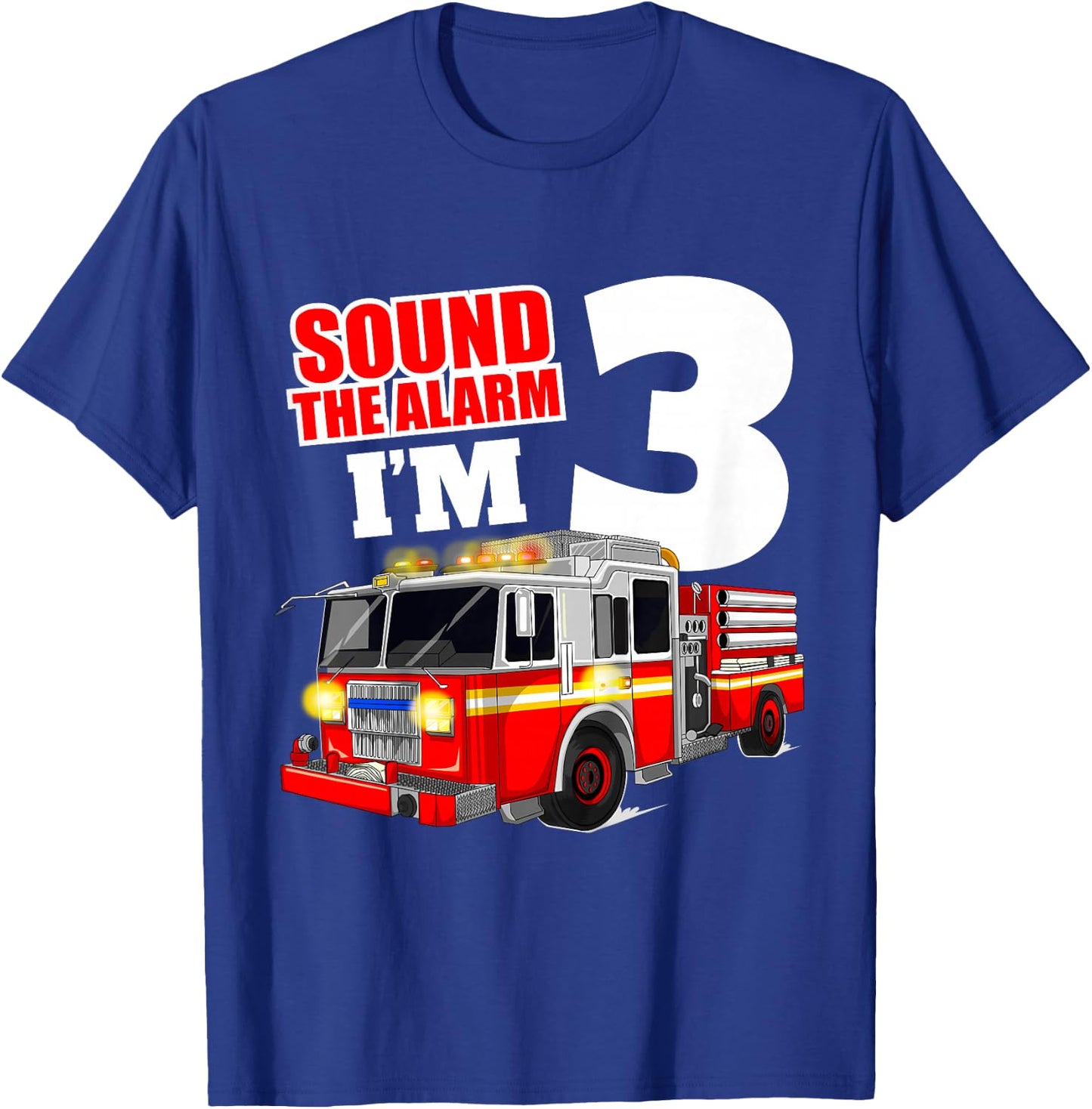 Fire Truck 3rd Birthday Boy Toddler Firefighter T-Shirt - T-Shirt | Royal