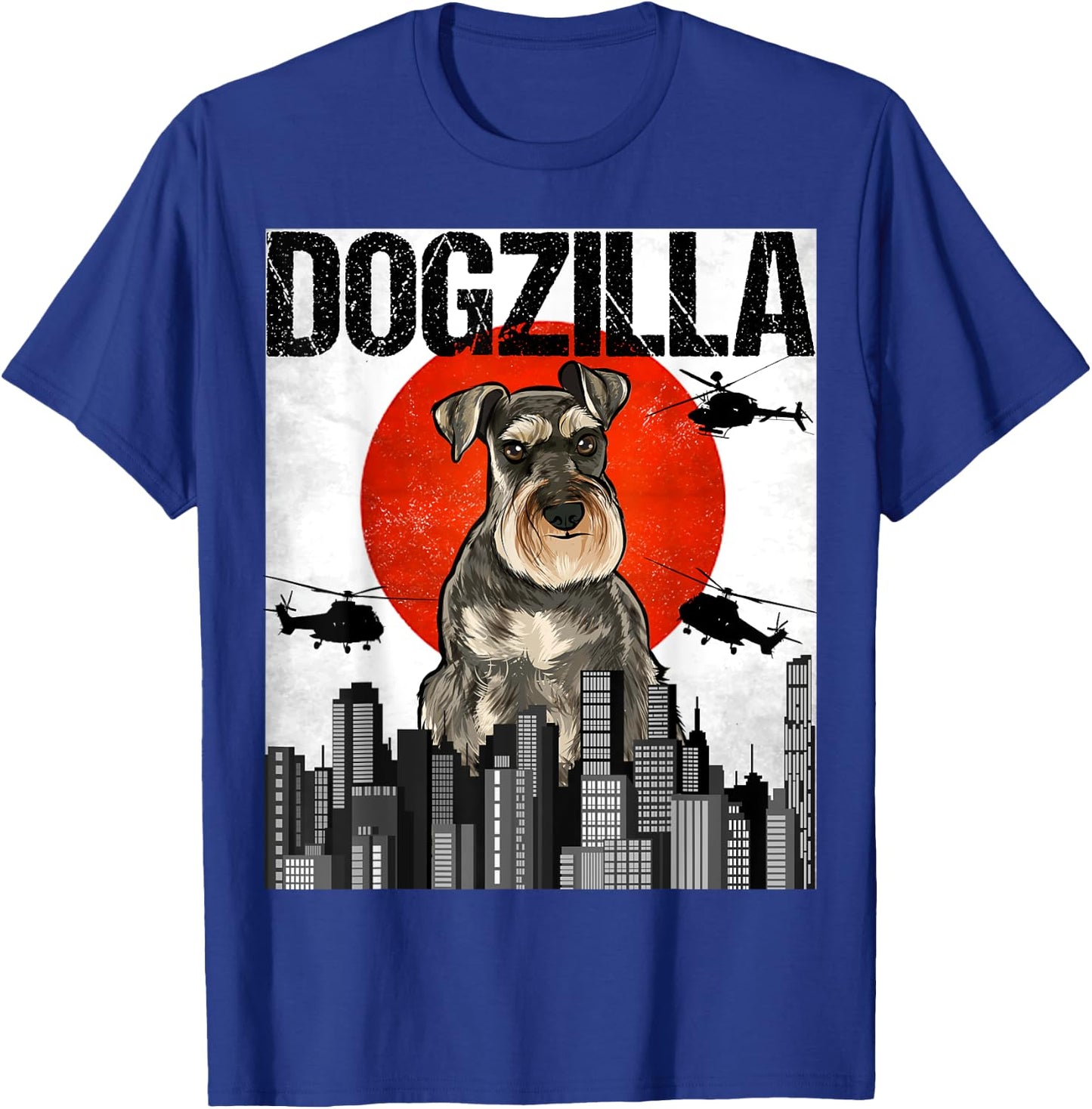 Funny Vintage Japanese Dogzilla Miniature Schnauzer T-Shirt - T-Shirt | Royal