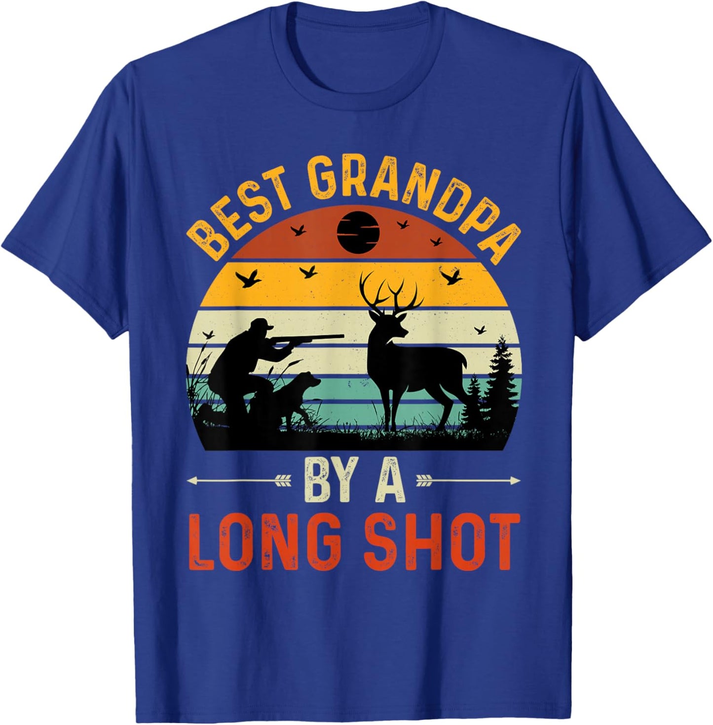 Vintage Best Grandpa By A Long Shot Deer Hunting For Hunter T-Shirt - T-Shirt | Royal