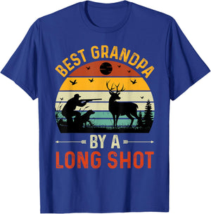 Vintage Best Grandpa By A Long Shot Deer Hunting For Hunter T-Shirt - T-Shirt | Royal