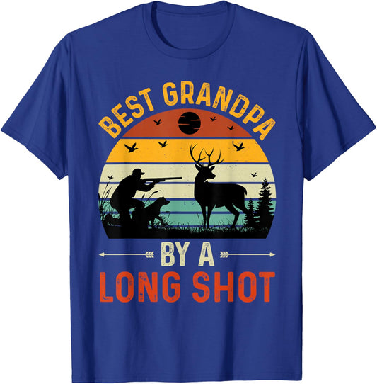 Vintage Best Grandpa By A Long Shot Deer Hunting For Hunter T-Shirt - T-Shirt | Royal