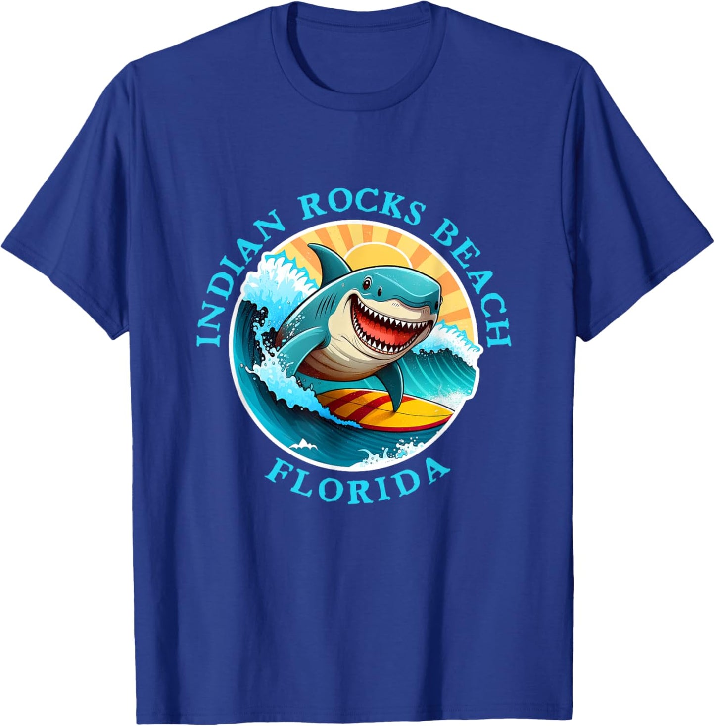 Indian Rocks Beach Florida Happy Surfing Shark Souvenir Men Women Kids T-Shirt - T-Shirt | Royal