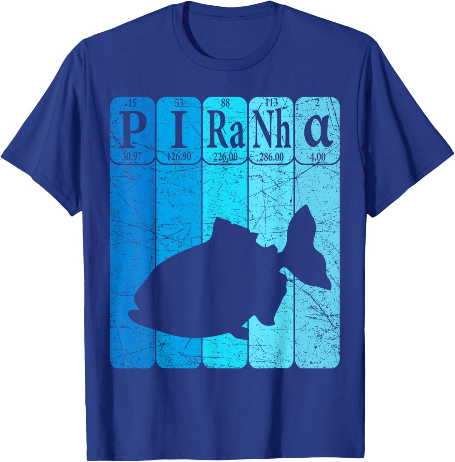 Piranha Periodic Table Elements Piranha Fish Retro T-Shirt - T-Shirt | Royal