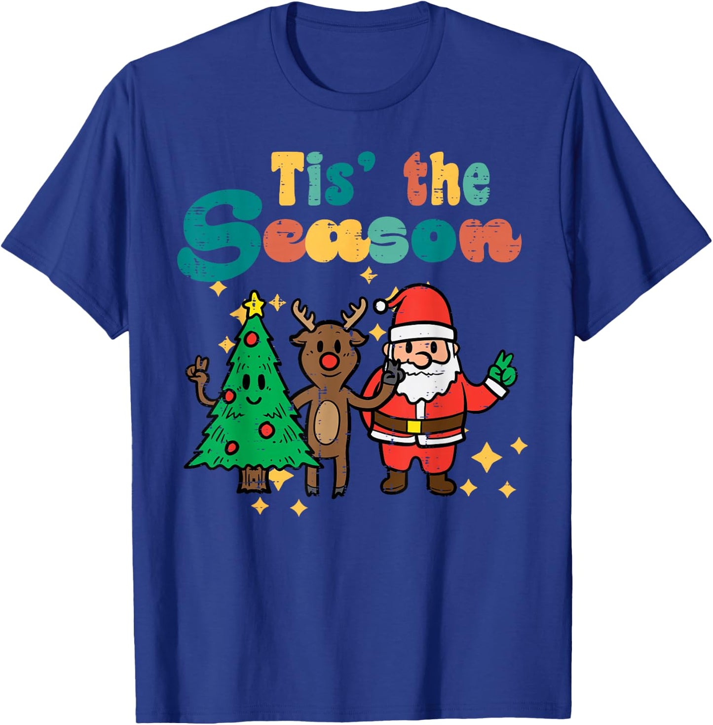 Tis The Season Retro Groovy Christmas Xmas Men Women Kids T-Shirt - T-Shirt | Royal