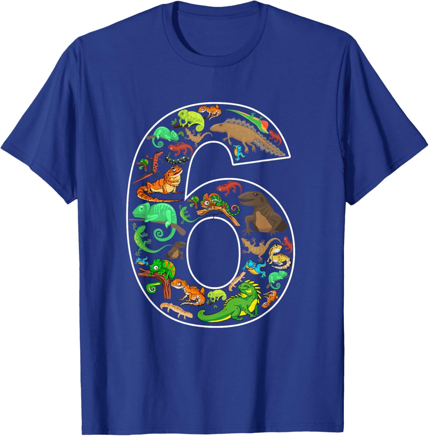 6th Birthday Reptile Theme 6 Year Old Birthday Boy Girl T-Shirt - T-Shirt | Royal
