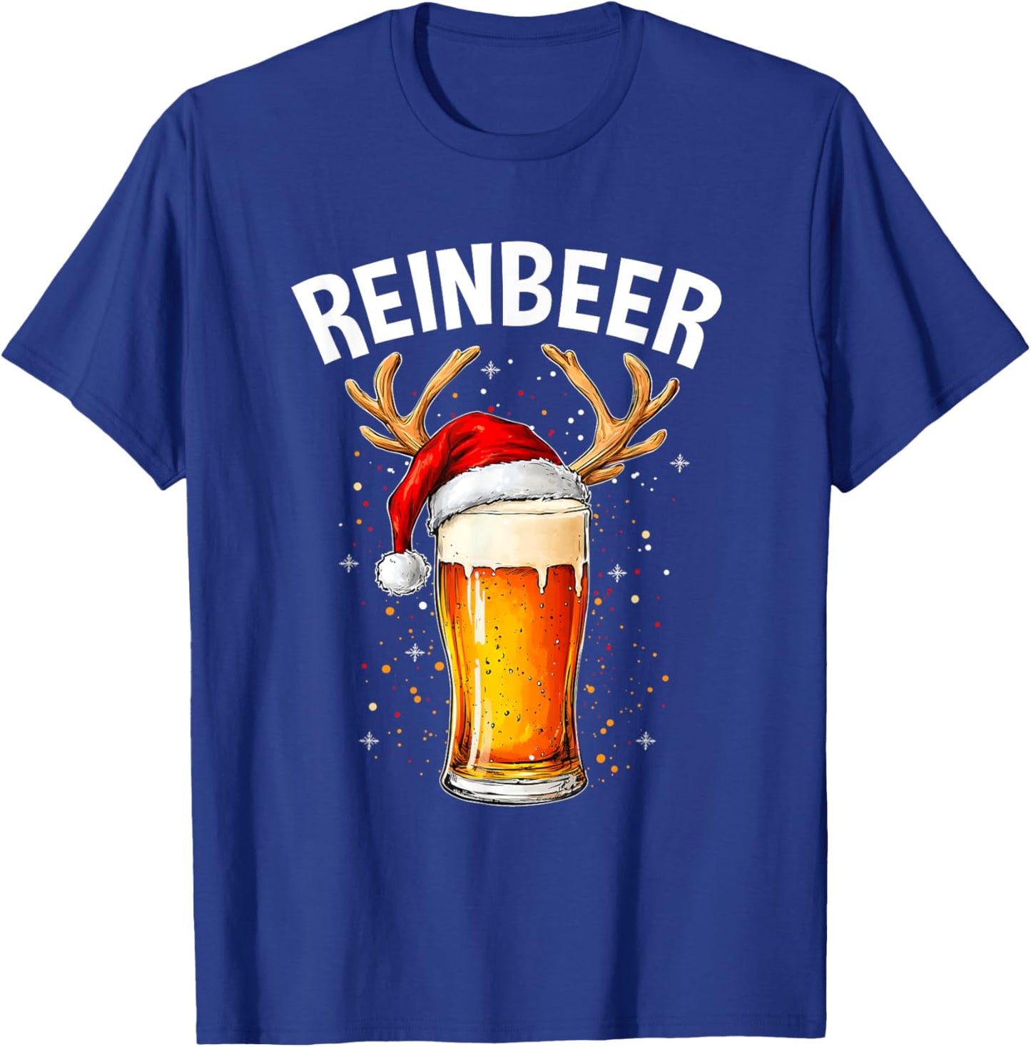 Reinbeer Winedeer Santa Hat Reindeer Couple Xmas Matching T-Shirt - T-Shirt | Royal