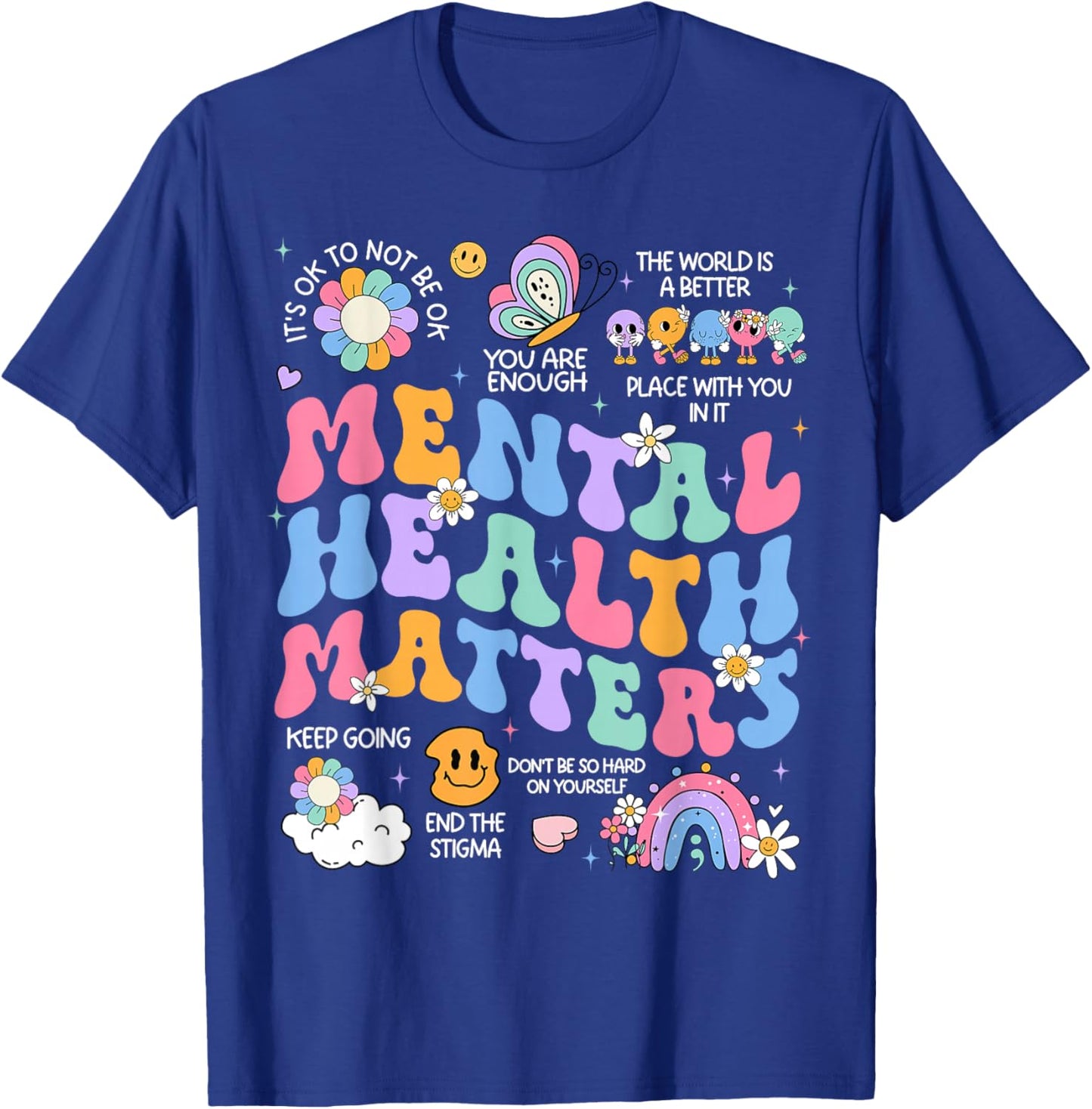 Mental Health Matters Human Brain Illness Awareness T-Shirt - T-Shirt | Royal