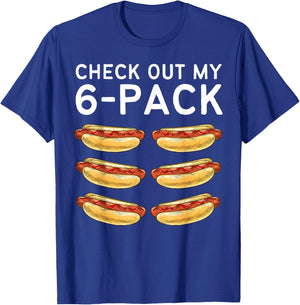 Check Out My 6 Pack Hot Dog Funny Hot Dogs Lovers Gym Fans Women Kids T-Shirt - T-Shirt | Royal