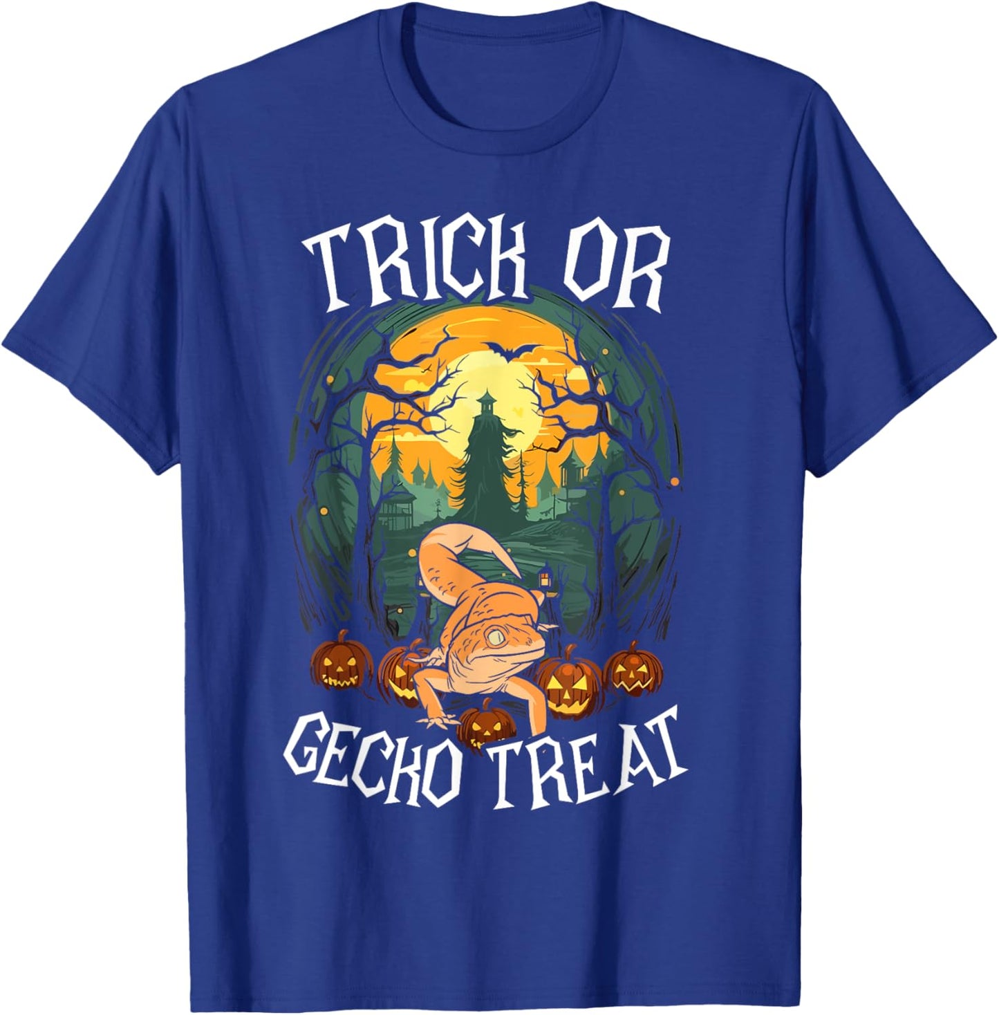 Gecko Halloween Scary Reptile Trick Or Treat Spooky Lizard T-Shirt - T-Shirt | Royal