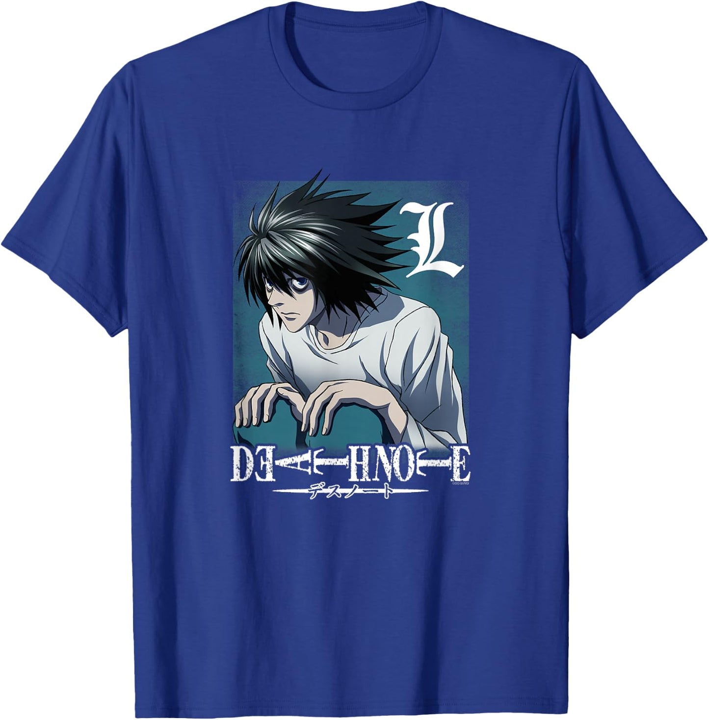 Death Note L Crouching with Logo Anime T-Shirt - T-Shirt | Royal