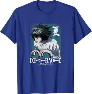 Death Note L Crouching with Logo Anime T-Shirt - T-Shirt | Royal