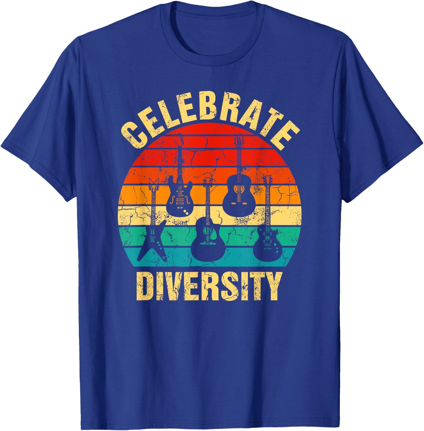 Celebrate Diversity Funny Guitar Player Musician Music Band T-Shirt - T-Shirt | Royal