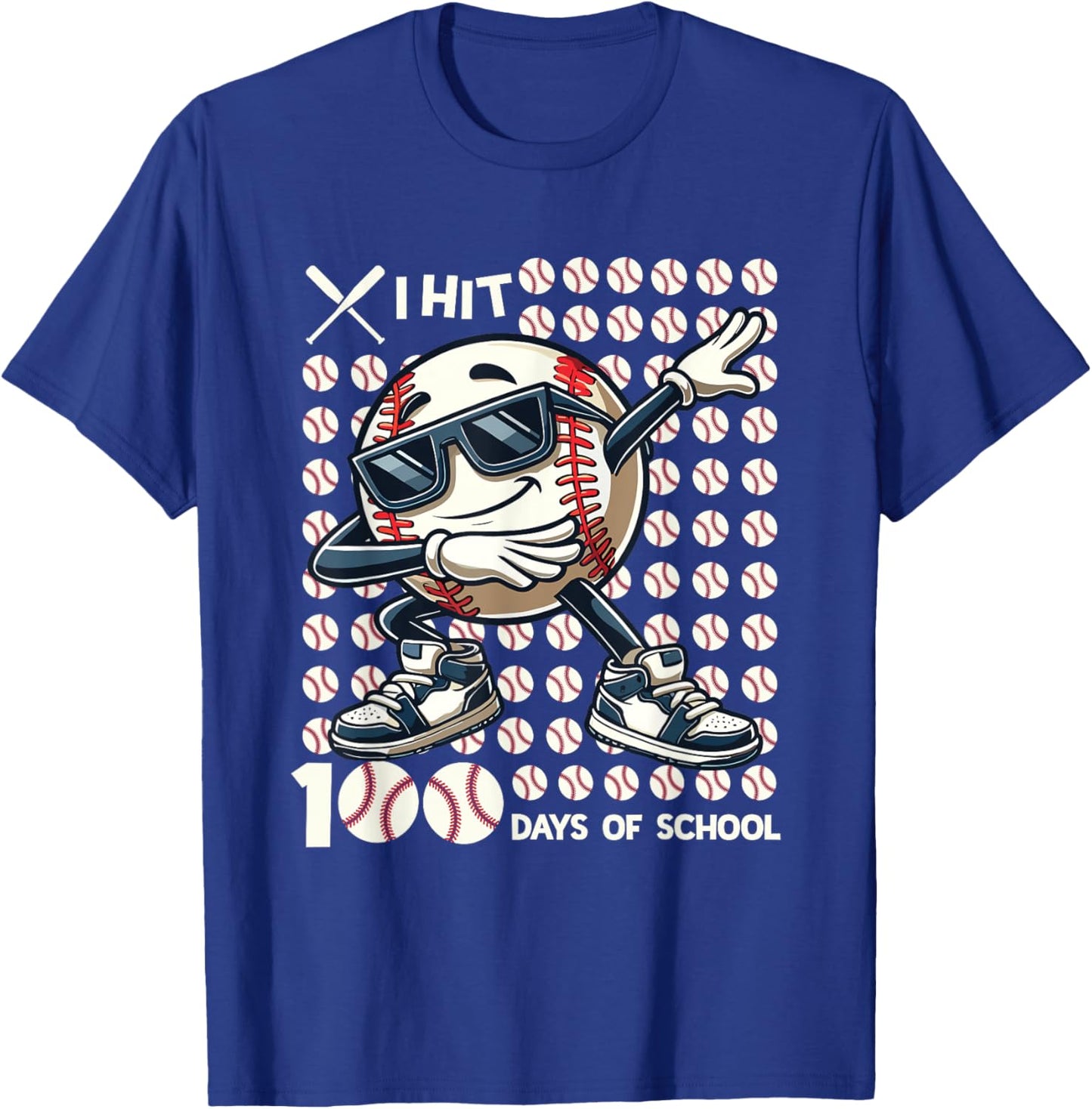 100 Days of School Baseball Bat 100th Day of School Boys T-Shirt - T-Shirt | Royal