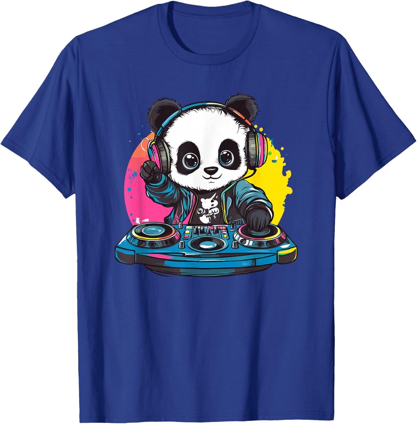 Panda DJ Mixing Colorful Tunes T-Shirt - T-Shirt | Royal