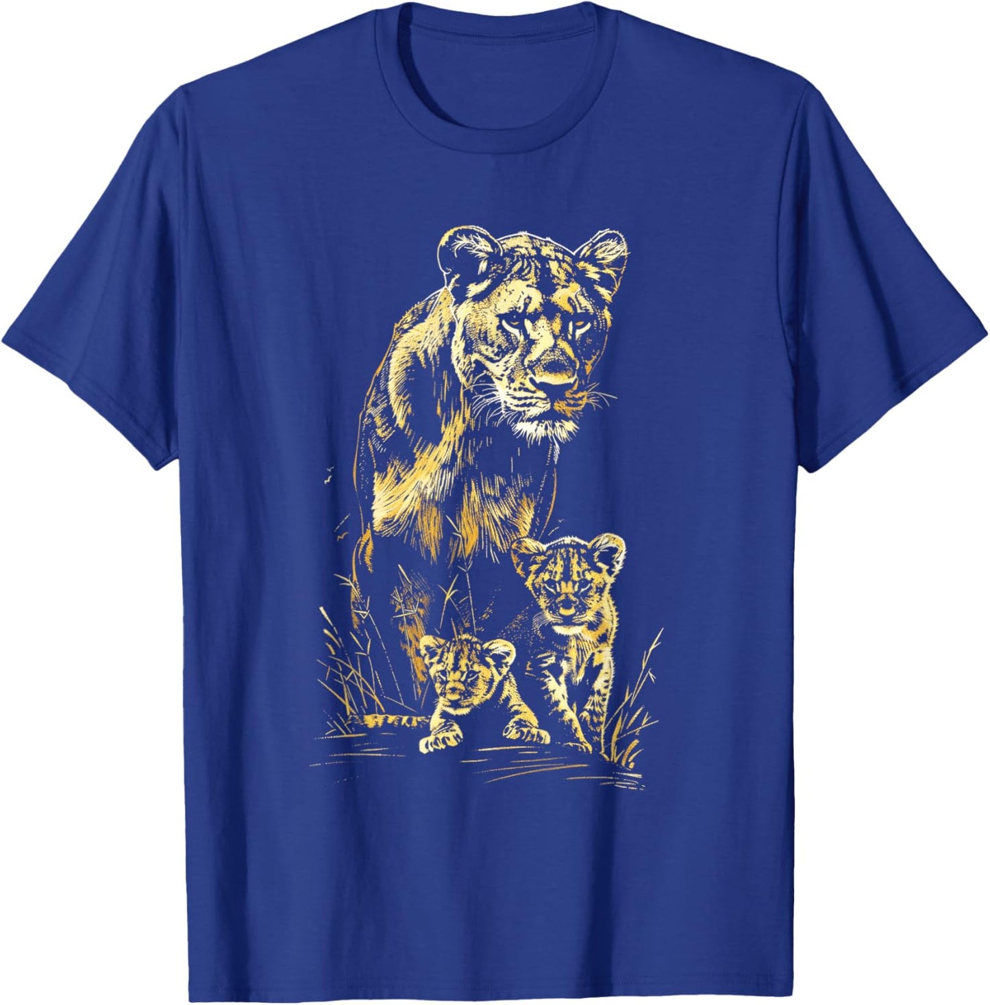 Lioness Cubs Hunting Team Lion Wildlife Sketch T-Shirt - T-Shirt | Royal